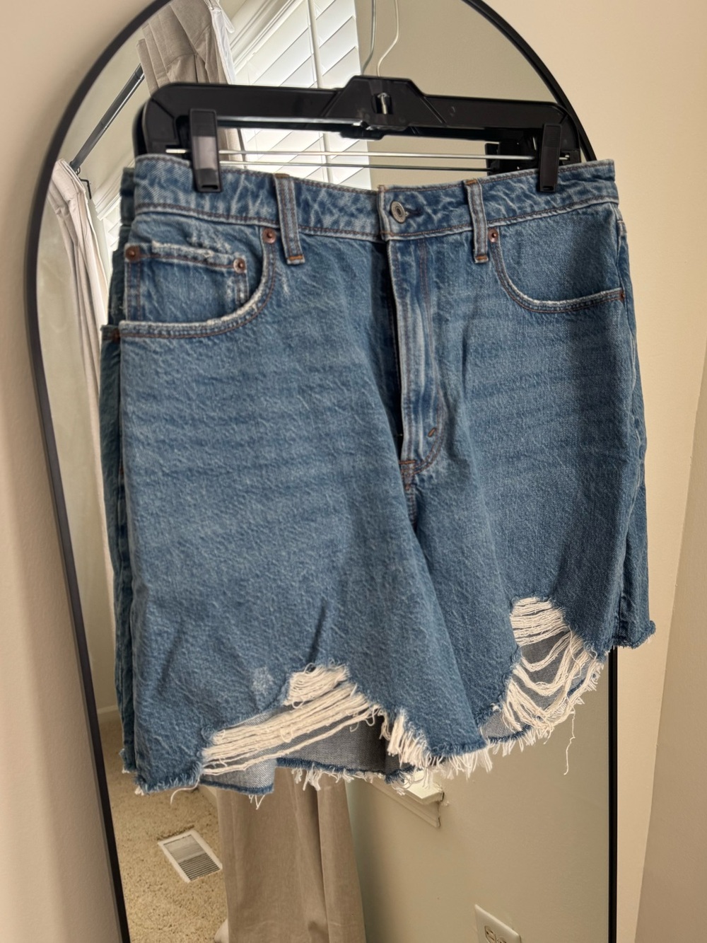 Abercrombie & Fitch Frayed Light Blue Denim Shorts